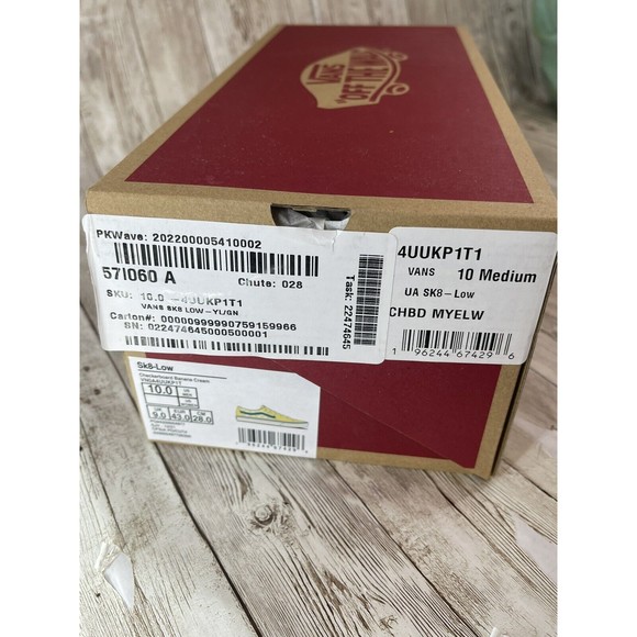 Size 10 - VANS Sk8-Low Checkerboard - Banana Cream “Yellow And Teal Vans” - Picture 12 of 15